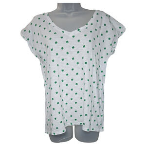 Cynthia Rowley Wom Large Shamrock Fitted Tee Tshirt St Patricks Day Cute Fun EUC